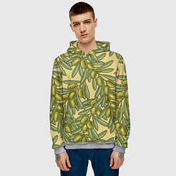 Толстовка-худи мужская Винтажные ветви оливок, цвет: 3D-меланж — фото 2
