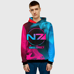 Толстовка-худи мужская Mass Effect - neon gradient, цвет: 3D-черный — фото 2