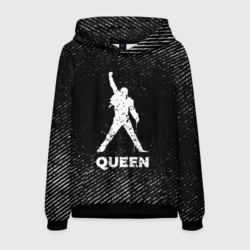 Мужская толстовка Queen с потертостями на темном фоне / 3D-Черный – фото 1