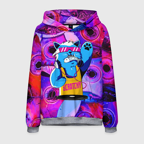 Мужская толстовка DJ Scratchy in pink glasses / 3D-Меланж – фото 1