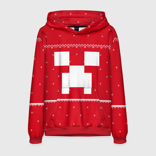 Мужская толстовка Новогодний крипер - Майнкрафт / 3D-Красный – фото 1