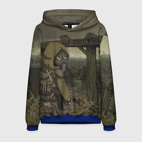 Мужская толстовка STALKER тень чернобыля нарисованный постер / 3D-Синий – фото 1