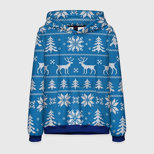 Мужская толстовка Рождественский синий свитер с оленями / 3D-Синий – фото 1