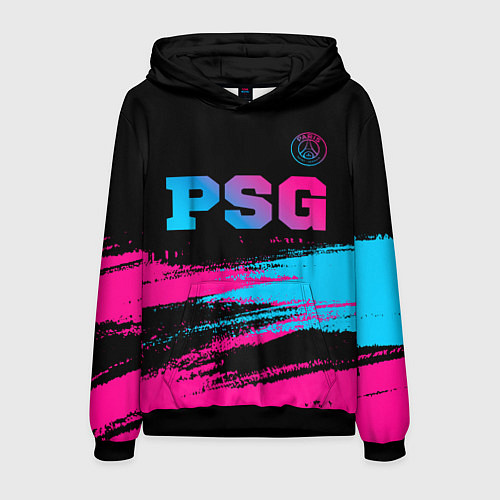 Мужская толстовка PSG - neon gradient: символ сверху / 3D-Черный – фото 1