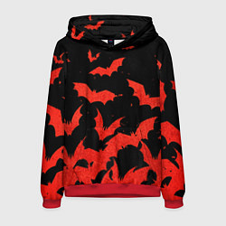 Толстовка-худи мужская Летучие мыши красные, цвет: 3D-красный