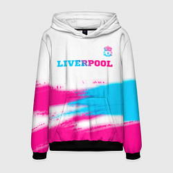 Толстовка-худи мужская Liverpool neon gradient style: символ сверху, цвет: 3D-черный