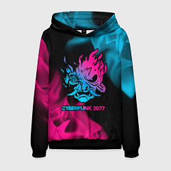 Толстовка-худи мужская Cyberpunk 2077 - neon gradient, цвет: 3D-черный