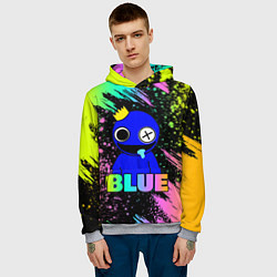 Толстовка-худи мужская Rainbow Friends - Blue, цвет: 3D-меланж — фото 2