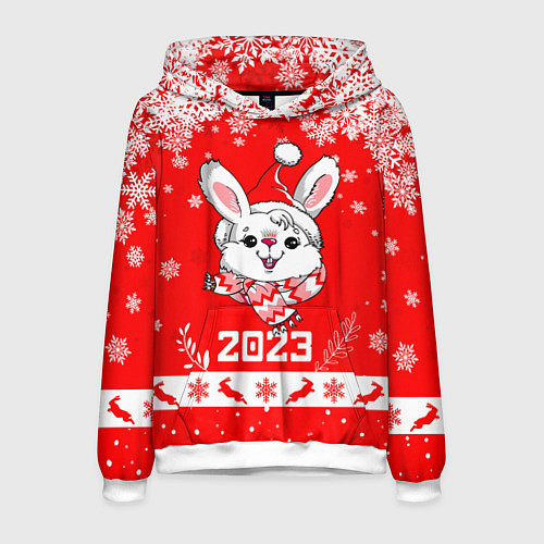 Мужская толстовка Праздничный кролик 2023 / 3D-Белый – фото 1