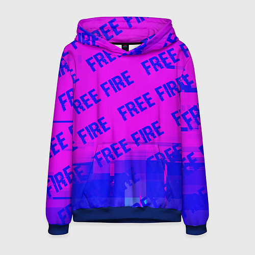 Мужская толстовка Free Fire glitch text effect: паттерн / 3D-Синий – фото 1