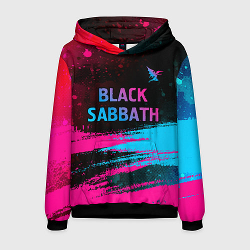 Мужская толстовка Black Sabbath - neon gradient: символ сверху / 3D-Черный – фото 1