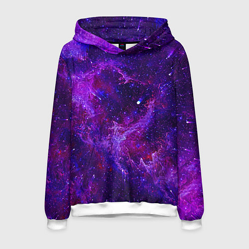 Мужская толстовка Неоновый космос и звезды / 3D-Белый – фото 1