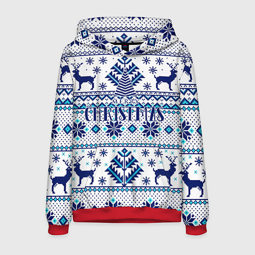 Мужская толстовка Happy new year, merry christmas / 3D-Красный – фото 1