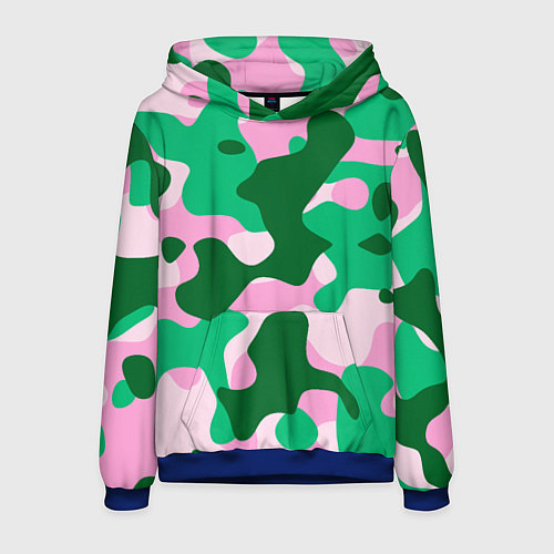 Мужская толстовка Абстрактные зелёно-розовые пятна / 3D-Синий – фото 1