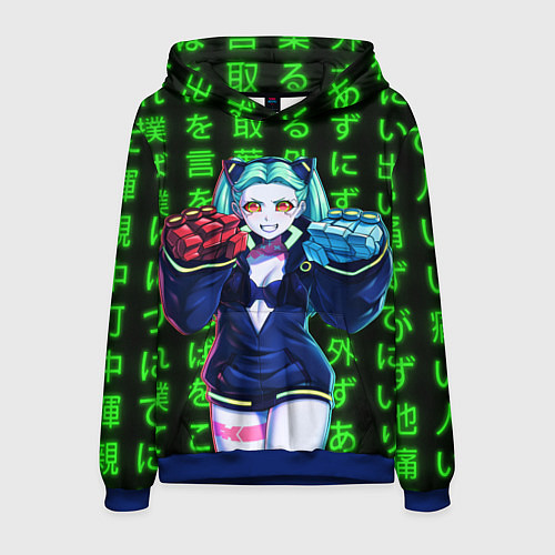 Мужская толстовка Неоновые иероглифы - Rebecca / 3D-Синий – фото 1