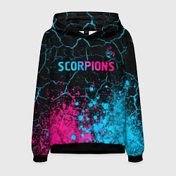 Мужская толстовка Scorpions - neon gradient: символ сверху