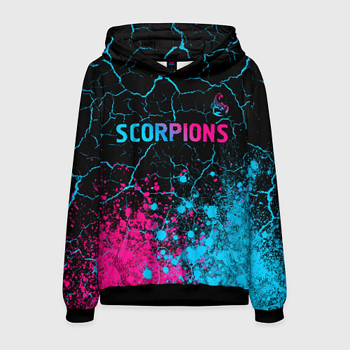 Мужская толстовка Scorpions - neon gradient: символ сверху / 3D-Черный – фото 1