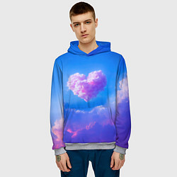 Толстовка-худи мужская Облако в форме сердца, цвет: 3D-меланж — фото 2