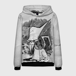 Толстовка-худи мужская Кот зловред - червяк джим, цвет: 3D-черный