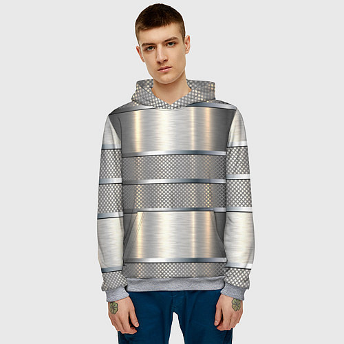 Мужская толстовка Металлические полосы - текстура алюминия / 3D-Меланж – фото 3