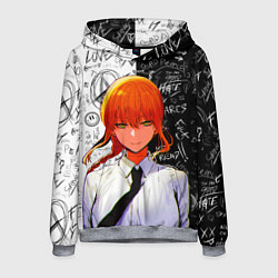 Толстовка-худи мужская Макима в костюме - Человек бензопила, цвет: 3D-меланж