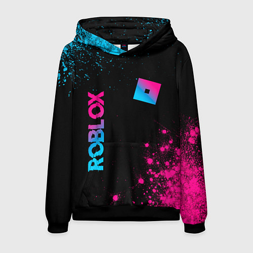 Мужская толстовка Roblox - neon gradient: надпись, символ / 3D-Черный – фото 1