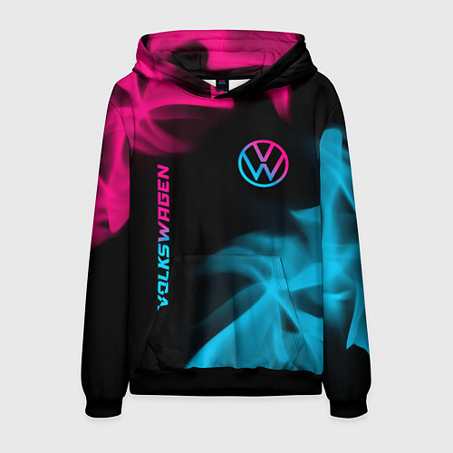 Мужская толстовка Volkswagen - neon gradient: надпись, символ / 3D-Черный – фото 1