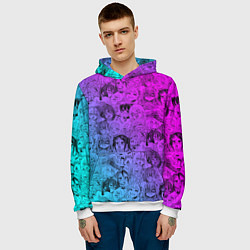 Толстовка-худи мужская Ахегао девушки градиент, цвет: 3D-белый — фото 2