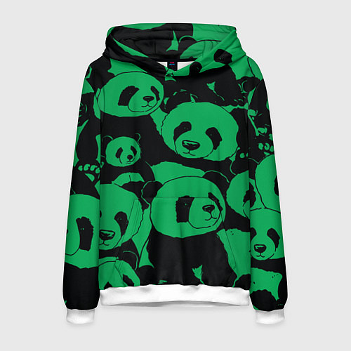 Мужская толстовка Panda green pattern / 3D-Белый – фото 1