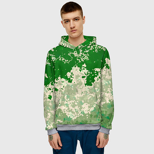 Мужская толстовка Абстракция в зелёных тонах / 3D-Меланж – фото 3