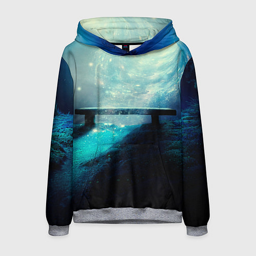 Мужская толстовка Космические звёзды, небо и скамья / 3D-Меланж – фото 1