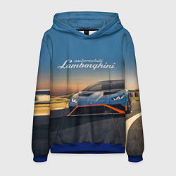 Толстовка-худи мужская Lamborghini Huracan STO - car racing, цвет: 3D-синий