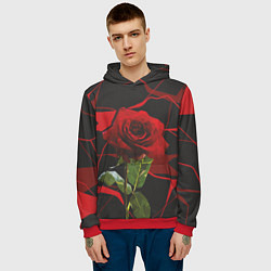 Толстовка-худи мужская Одинокая красная роза, цвет: 3D-красный — фото 2