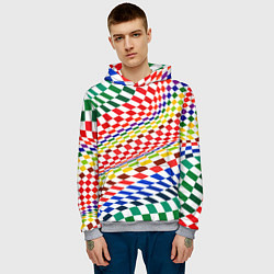 Толстовка-худи мужская Разноцветная оптическая иллюзия, цвет: 3D-меланж — фото 2