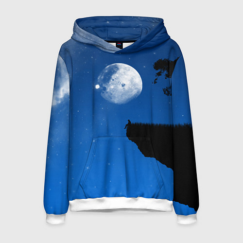 Мужская толстовка На краю пропасти под луной / 3D-Белый – фото 1