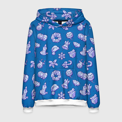 Мужская толстовка Новогоднее настроение: cиний / 3D-Белый – фото 1