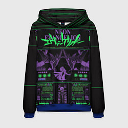 Толстовка-худи мужская Evangelion neon poster, цвет: 3D-синий