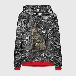 Толстовка-худи мужская Металлический заяц - стимпанк, цвет: 3D-красный