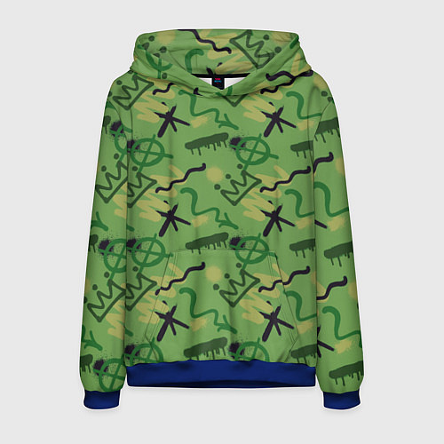 Мужская толстовка Милитари граффити / 3D-Синий – фото 1