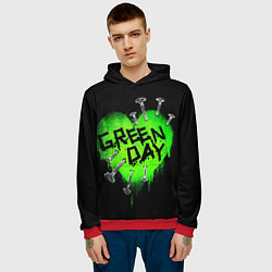 Толстовка-худи мужская Green day heart nails, цвет: 3D-красный — фото 2