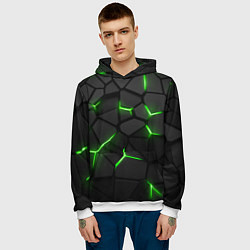 Толстовка-худи мужская Green neon steel, цвет: 3D-белый — фото 2