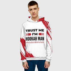 Толстовка-худи мужская Trust me Im hookah man white, цвет: 3D-белый — фото 2
