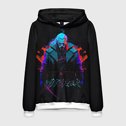 Толстовка-худи мужская Witcher in neon style, цвет: 3D-белый
