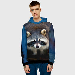 Толстовка-худи мужская Застенчивый енот, цвет: 3D-черный — фото 2