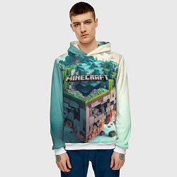 Толстовка-худи мужская Блоки Майнкрафт, цвет: 3D-белый — фото 2