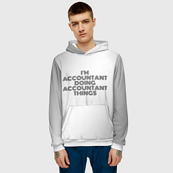 Толстовка-худи мужская Im doing accountant things: на светлом, цвет: 3D-белый — фото 2