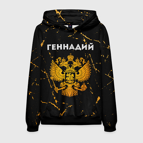 Мужская толстовка Геннадий и зологой герб РФ / 3D-Черный – фото 1