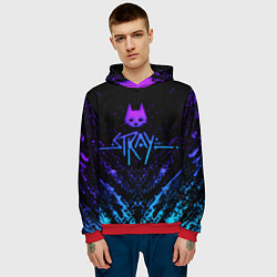 Толстовка-худи мужская Stray neon paint splashes, цвет: 3D-красный — фото 2