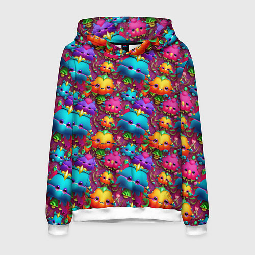 Мужская толстовка Паттерн веселые Маленькие Монстры / 3D-Белый – фото 1