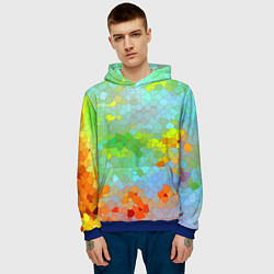Толстовка-худи мужская Разноцветная мозаика, цвет: 3D-синий — фото 2
